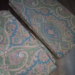 Vintage Ralph Lauren Brianna Paisley King Flat & Fitted Sheet Set Equestrian USA